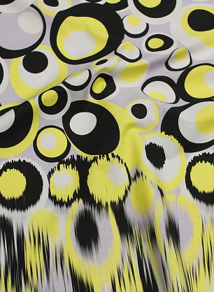 Хлопок (н) черно-желтый рисунок на белом - в интернет-магазине тканей Тессутидея арт. 01-7415