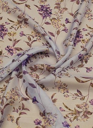 Шифон (н) сиреневый цветочный рисунок на голубом - в интернет-магазине тканей Тессутидея арт. 10-3926