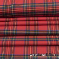 Костюмная шотландка стрейч (н) красно-зеленая клетка - итальянские ткани Тессутидея арт. 05-4378