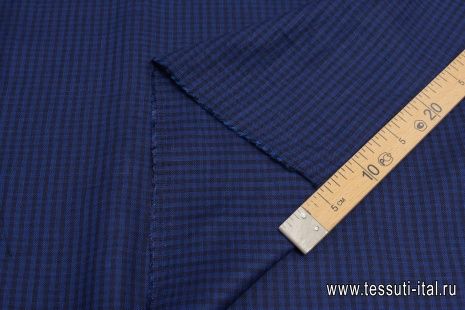 Лен костюмный (н) сине-черная клетка - итальянские ткани Тессутидея арт. 16-0732