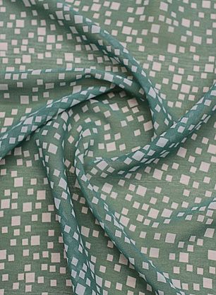 Шифон (н) белые стилизованные квадраты на светло-зеленом - в интернет-магазине тканей Тессутидея арт. 10-3954