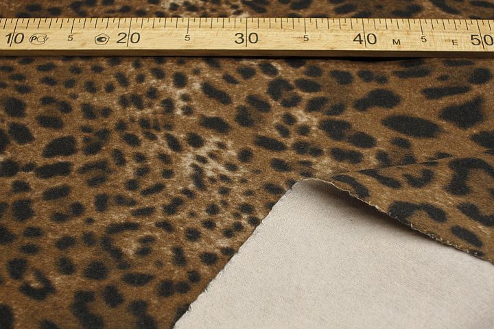 Пальтовая двухслойная (н) коричневый хищный принт - итальянские ткани Тессутидея арт. 09-2125