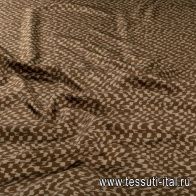 Шелк твил (н) бежевый принт на коричневом - итальянские ткани Тессутидея арт. 10-2698