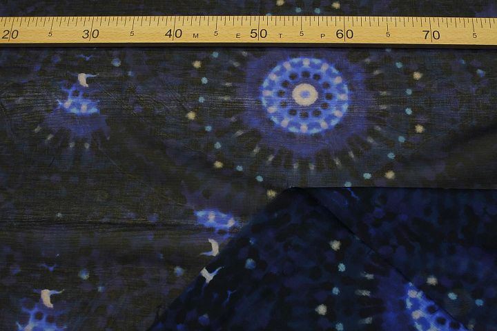 Батист (н) черно-голубой рисунок на темно-синем - итальянские ткани Тессутидея арт. 04-1755