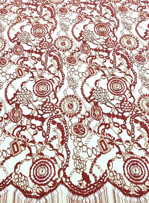 Кружево (н) красно-бежевое Solstiss - в интернет-магазине тканей Тессутидея арт. 03-5056