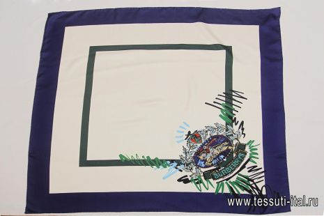 Платок 90*90см сине-зеленый - итальянские ткани Тессутидея арт. F-6235