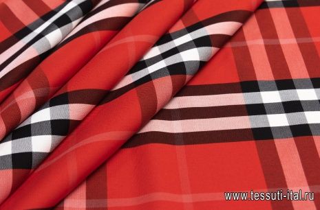 Хлопок (н) красно-беро-черная клетка в стиле Burberry - итальянские ткани Тессутидея арт. 01-5750