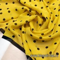 Платок (н) черный горох на желтом 100*100см в стиле Saint Laurent - итальянские ткани Тессутидея арт. 02-8810