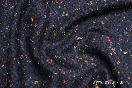 Шанель (н) яркие вкрапления на сине-черном - итальянские ткани Тессутидея арт. 05-4426