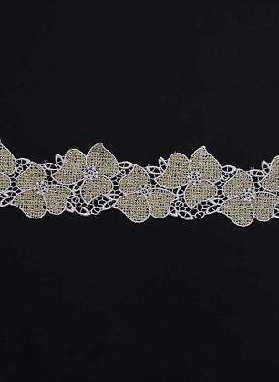 Кружево макраме с люрексом ш-6см бело-золотое - в интернет-магазине тканей Тессутидея арт. F-6312