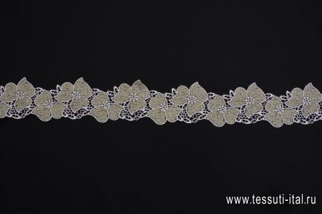 Кружево макраме с люрексом ш-6см бело-золотое - итальянские ткани Тессутидея арт. F-6312