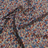 Сорочечная (н) цветной геометрический принт - итальянские ткани Тессутидея арт. 01-7193
