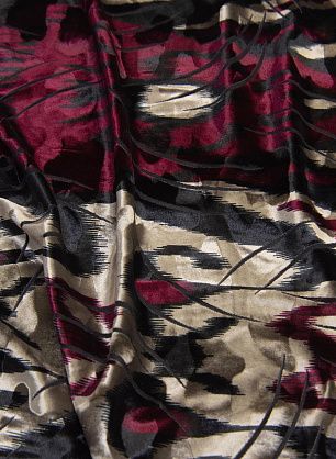 Бархат трикотажный (н) черно-бежево-бордовая абстракция - в интернет-магазине тканей Тессутидея арт. 03-6493