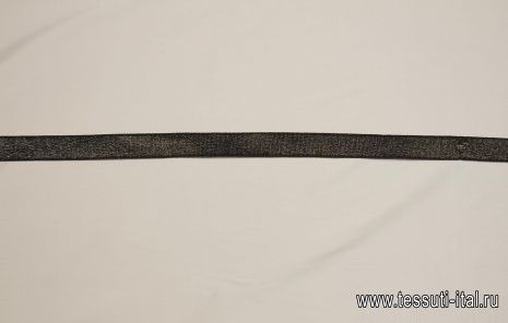 Репсовая лента с люрексом ш-2см бежевая, черная - итальянские ткани Тессутидея арт. F-6298