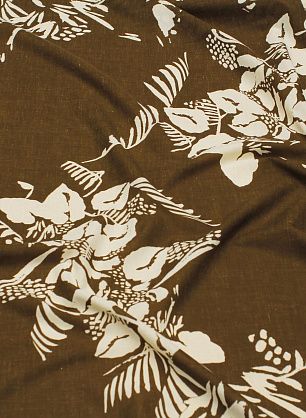 Батист (н) молочная растительная абстракция на темно-коричневом - в интернет-магазине тканей Тессутидея арт. 01-7267