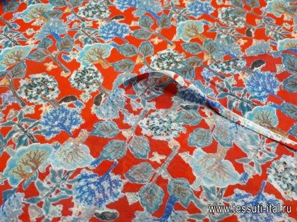 Маркизет (н) растительный орнамент на красном - итальянские ткани Тессутидея арт. 02-8361