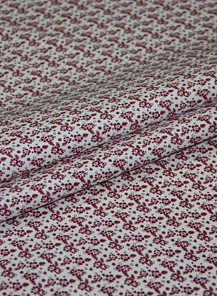 Сорочечная стрейч (н) красный цветочный орнамент на белом ш-150см - в интернет-магазине тканей Тессутидея арт. 01-3335