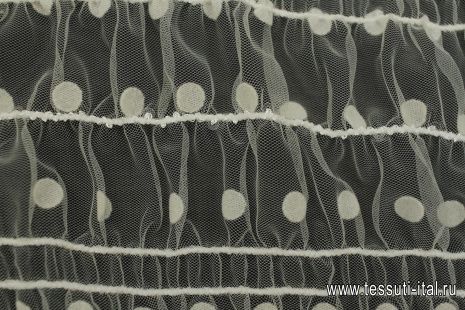 Сетка плательная фантазийная (о) горох на молочном - итальянские ткани Тессутидея арт. 03-6908