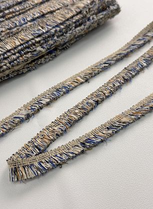 Тесьма с люрексом (н) бело-сине-бежевая бахрома ш-1,5см - в интернет-магазине тканей Тессутидея арт. 03-6268