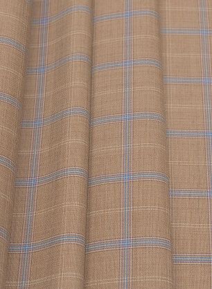 Костюмная (н) бежево-голубая клетка - в интернет-магазине тканей Тессутидея арт. 05-4334