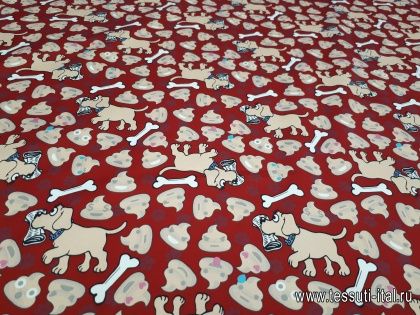 Хлопок (н) собаки на красном - итальянские ткани Тессутидея арт. 01-4806
