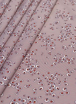 Сорочечная стрейч (н) цветочный орнамент на красно-белой полоске - в интернет-магазине тканей Тессутидея арт. 01-5483