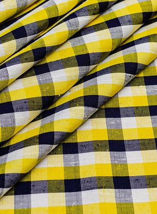 Плательная клетка (н) сине-бело-желтая - в интернет-магазине тканей Тессутидея арт. 04-1166