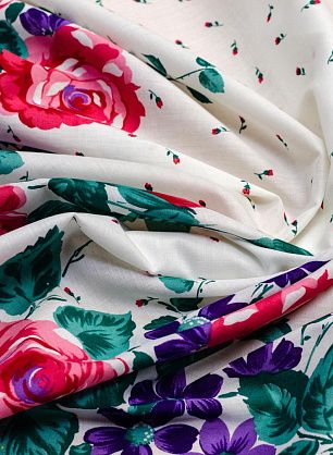 Батист платочный купон (1,4м) (н) цветочный орнамент на белом - в интернет-магазине тканей Тессутидея арт. 01-4887