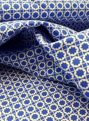 Сорочечная (н) бело-голубой геометрический орнамент - в интернет-магазине тканей Тессутидея арт. 01-4803