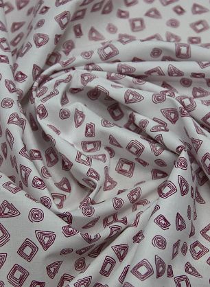 Сорочечная стрейч (н) бордовый геометрический орнамент на белом ш-150см - в интернет-магазине тканей Тессутидея арт. 01-3381