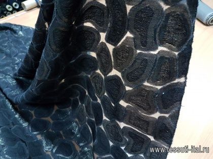 Плательная деворе с люрексом (н) черно-серый орнамент - итальянские ткани Тессутидея арт. 03-4056