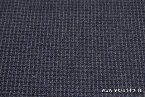 Костюмная твид (н) сине-бежевая клетка - итальянские ткани Тессутидея арт. 05-4002