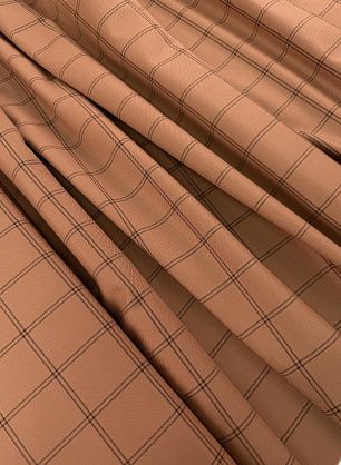 Костюмная шерсть (н) черная клетка на какао - в интернет-магазине тканей Тессутидея арт. 05-5178