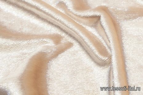 Бархат с люрексом (о)  светло-бежевый - итальянские ткани Тессутидея арт. 03-5016