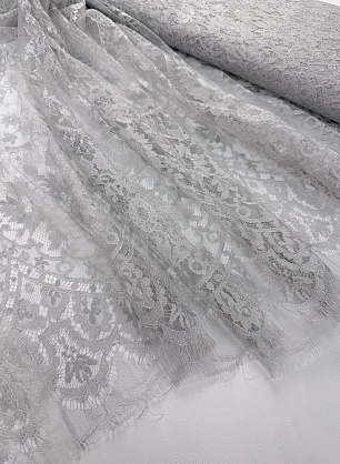 Кружевное полотно шантильи (о) светло-серое - в интернет-магазине тканей Тессутидея арт. 03-7569