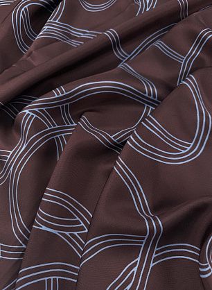 Шелк твил (н) голубая геометрическая абстракция на темно-коричневом - в интернет-магазине тканей Тессутидея арт. 10-4873