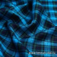 Лен (н) сине-желто-зелено-голубая клетка - итальянские ткани Тессутидея арт. 16-0570