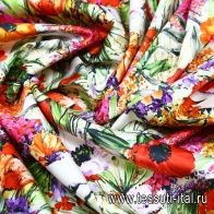 Плательная стрейч (н) цветочно-растительный орнамент на белом - итальянские ткани Тессутидея арт. 01-3622