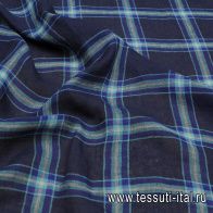 Лен (н) сине-бирюзовая клетка - итальянские ткани Тессутидея арт. 16-0890
