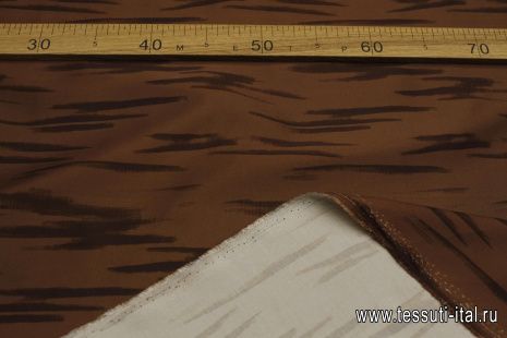 Плательная вискоза (н) темно-коричневые штрихи на коричневом - итальянские ткани Тессутидея арт. 04-1794