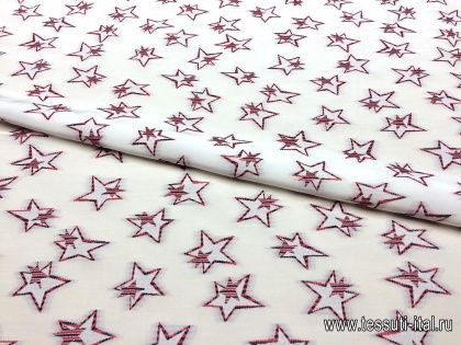 Шелк дама (н) звезды на белом - итальянские ткани Тессутидея арт. 02-7241