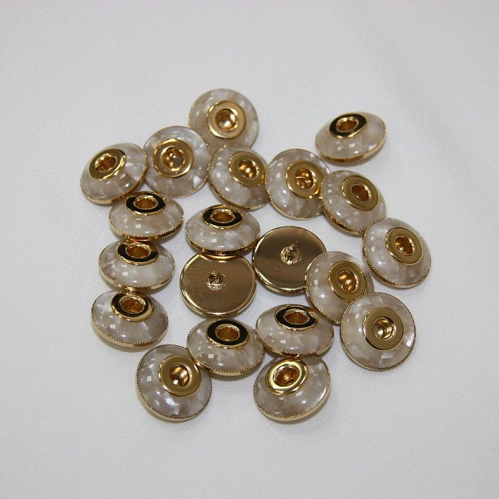 Пуговица на ножке комбинированная бежевая, черная d-20mm  - итальянские ткани Тессутидея арт. F-2566