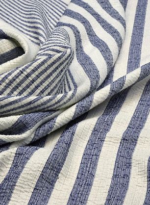 Шанель с люрексом купон (0,9м) (н) сине-белая полоска - в интернет-магазине тканей Тессутидея арт. 03-5462