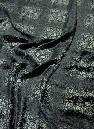 Бархат (н) черно-зеленый растительный рисунок - в интернет-магазине тканей Тессутидея арт. 10-1928