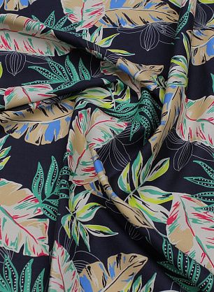 Хлопок (н) растительный рисунок на темно-синем - в интернет-магазине тканей Тессутидея арт. 01-7274