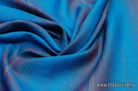 Лен (н) красно-желто-голубая полоска - итальянские ткани Тессутидея арт. 16-0475
