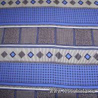 Плательная Cadi (н) черно-синий геометрический орнамент - итальянские ткани Тессутидея арт. 02-4961