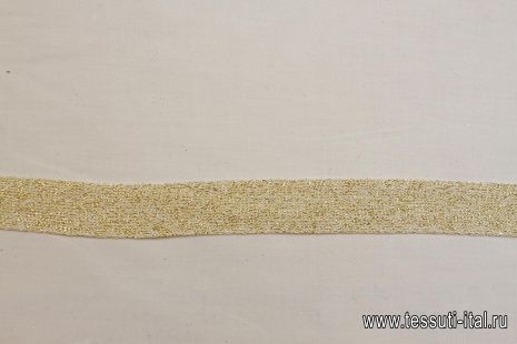Тесьма трикотажная с люрексом (о) бежевая ш-2см - итальянские ткани Тессутидея арт. F-6196