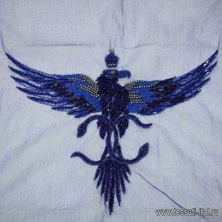 Аппликация орел на синей сетке Roberto Cavalli - итальянские ткани Тессутидея арт. F-2431