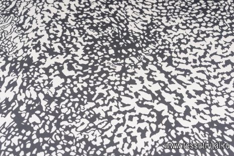 Шелк атлас фактурный (н) черно-белый рисунок - итальянские ткани Тессутидея арт. 10-2677